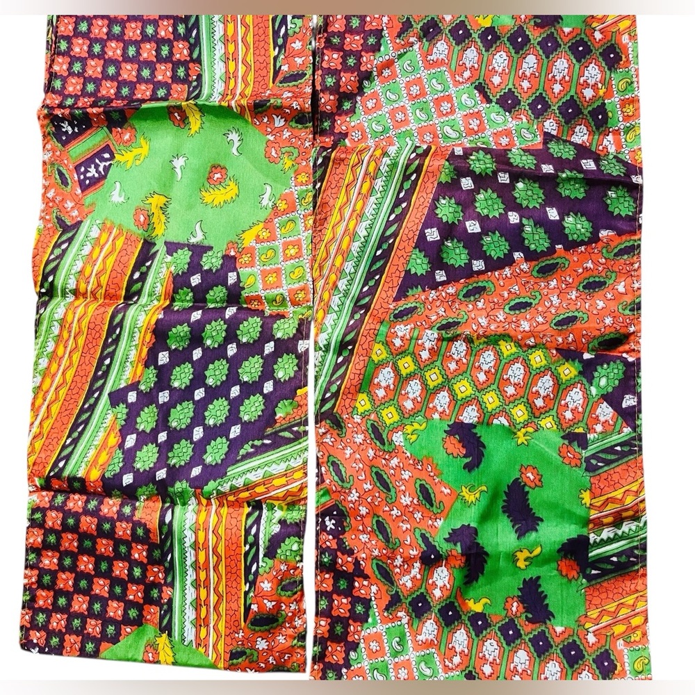 60s/70s funky colorful patterned table runners, Set of two 8” x 38”